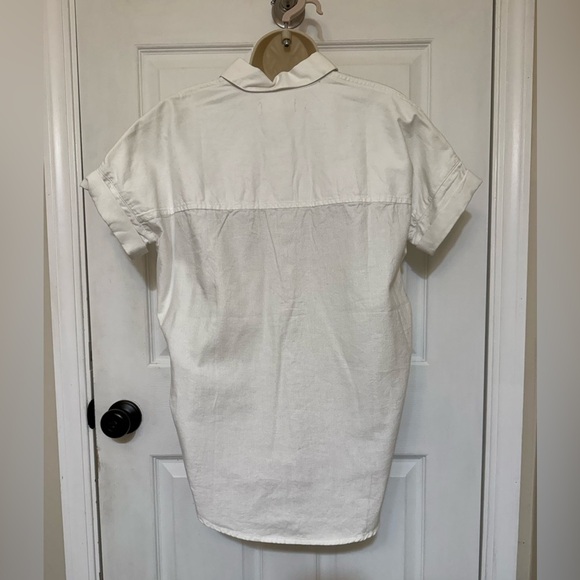 NWT Madewell White Cotton Button-Up Shirt Short Sleeve Classic Fit XS - Picture 4 of 4